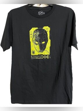 Men's Blue Beetle Mask Graphic Tee nwt black size small graphic front & back